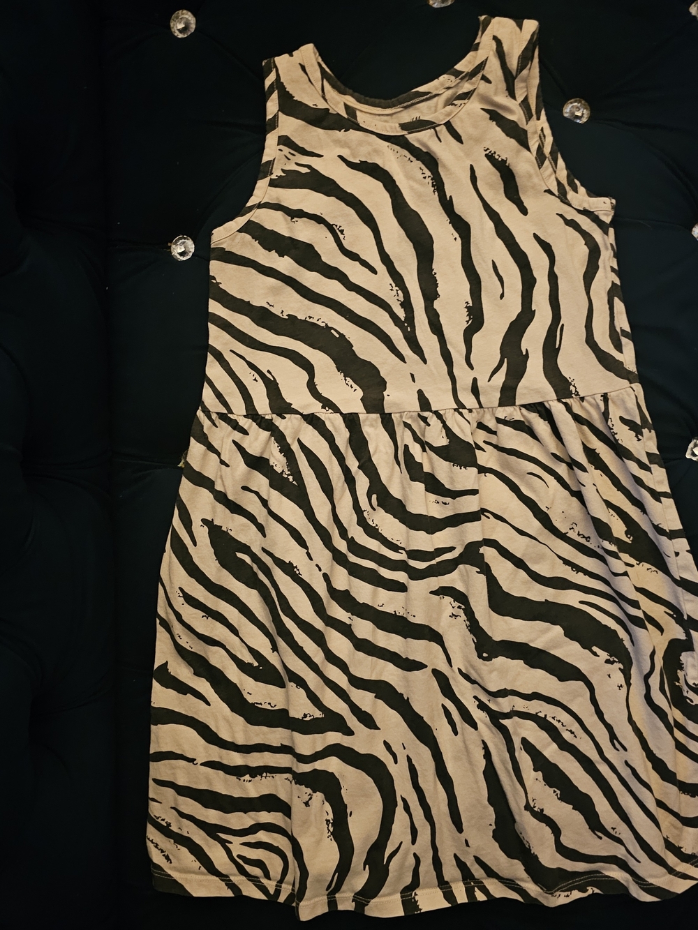 H&M Black & White Zebra-Print Sleeveless Casual Dress Size 8-10 Youth - Picture 3 of 6